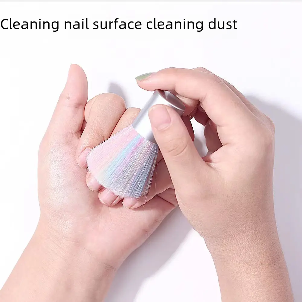 Nail Rainbow Bristle Dust Brush Color Bristle Nail Brush Macaron Brush Manicure Implement Short Handle Cleaning Brush Makeup Cleansing