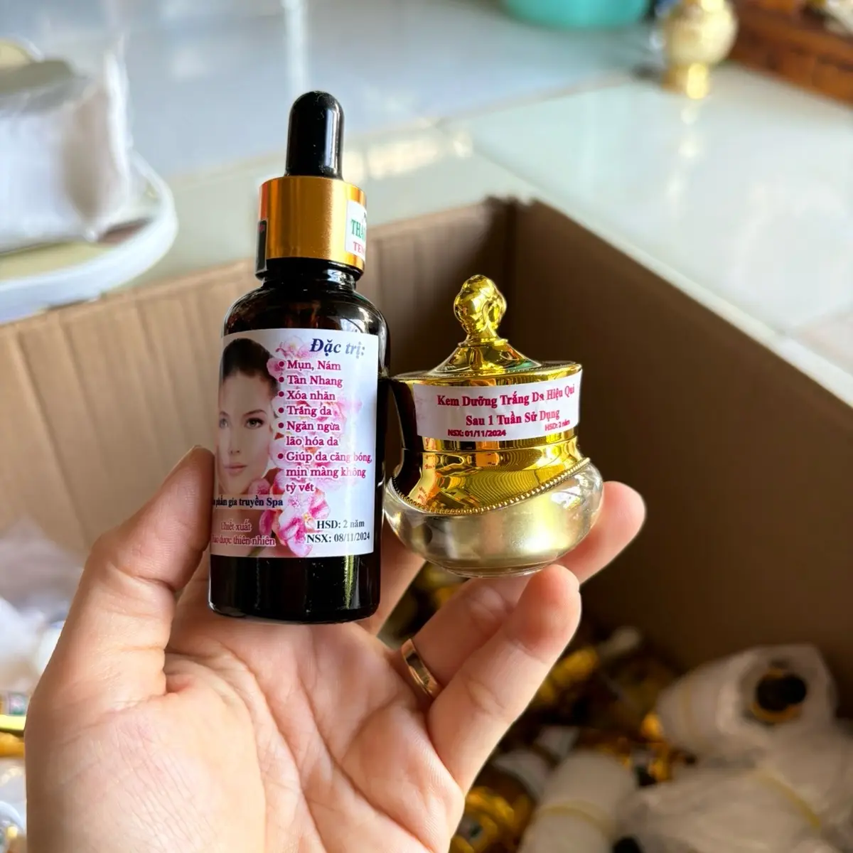 Combo face tái tạo gia truyền ( hỗ trợ mụn nám tàn nhang) da mỏng vẫn Sài được như hình