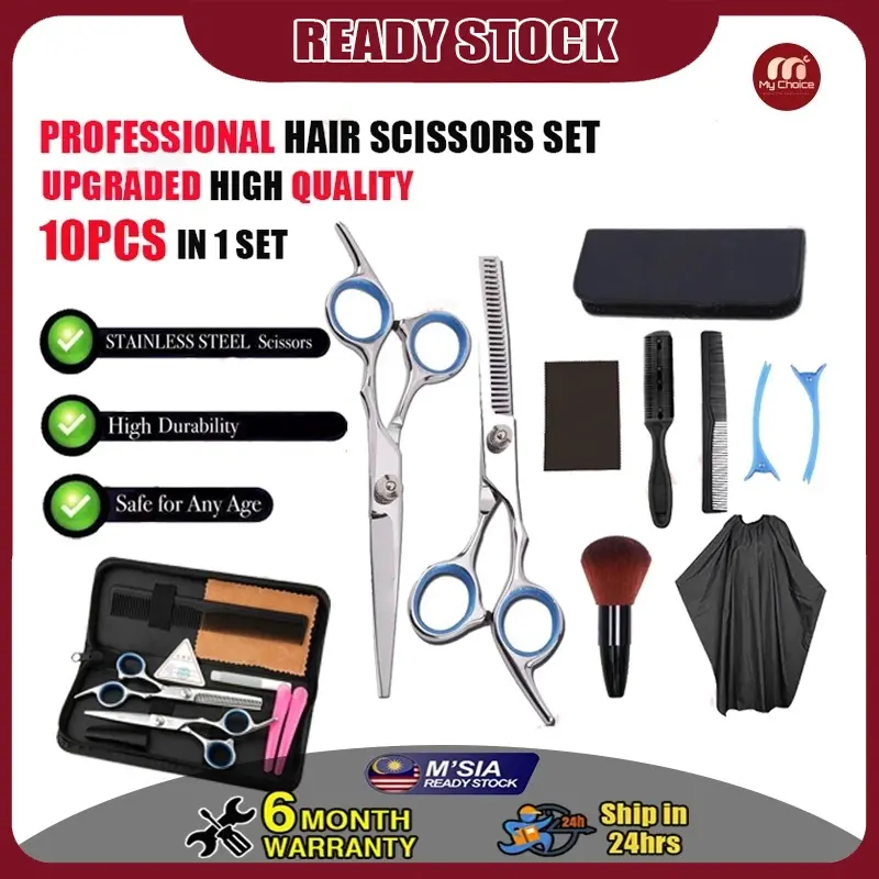 10PCs set Japan Professional hair cutting scissors hair shears Barber scissors set hairdresser tools salon kit