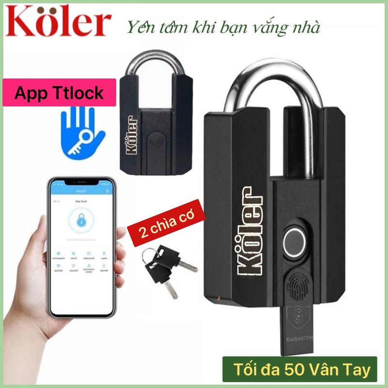 Ổ Khoá treo vân tay KOLER. Mở khóa bằng vân tay, Bluetooth và chìa khoá cơ