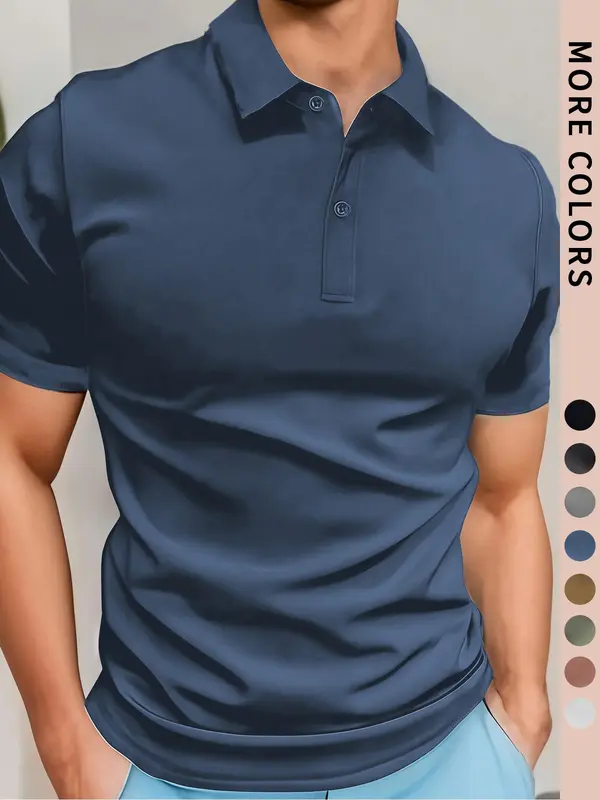Men's Solid Color Pique Polo Shirt, Regular Fit Casual Breathable Comfortable Short Sleeve Top for Outdoor Daily Wear, Men's Clothes for All Seasons, Tropical 3