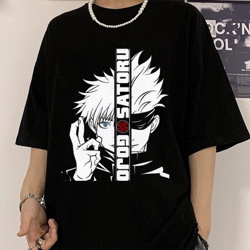 Áo thun cotton thoáng khí Bông nguyên chất thoáng khíTượng đơn kiểu Áo Thun Tay Lỡ Unisex GOJO SATORU , Áo Phông Nam Nữ Form Rộng, có hình ảnh videotiên xu hướng 0