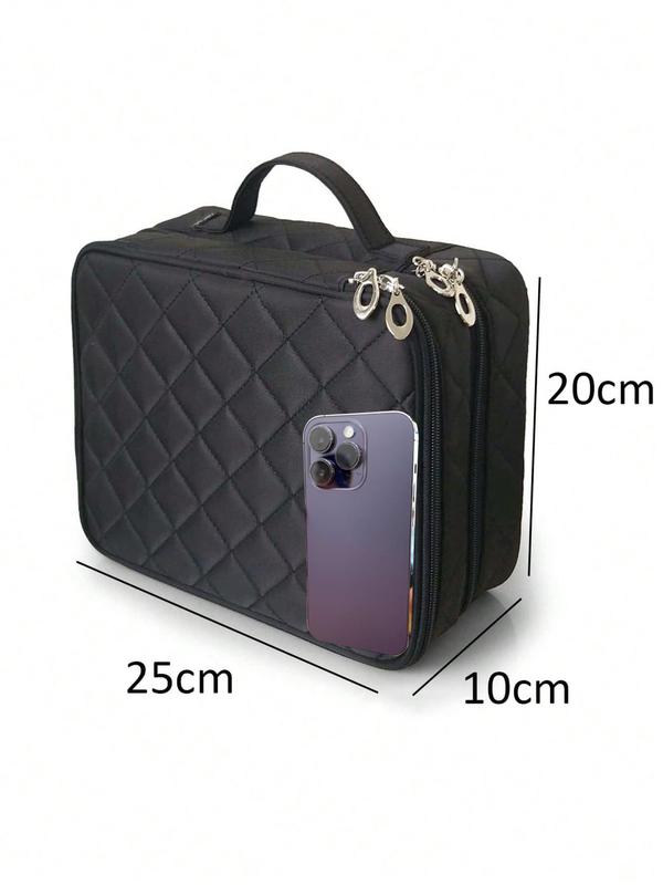 Double Layer Large Capacity Makeup Bag, Portable Travel Cosmetic Storage Bag, Zipper Makeup Organizer Pouch, Versatile Storage Bag for Travel, Office, Home 1