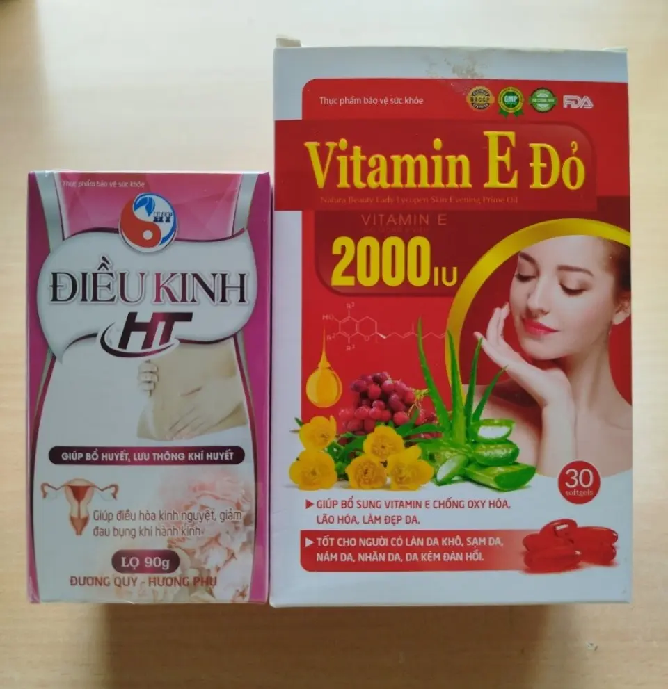 Combo Đ.iều Kinh Bổ Trứng HT và Vitamin E đỏ 30 viên (ĐT kinh ít, kinh thưa)