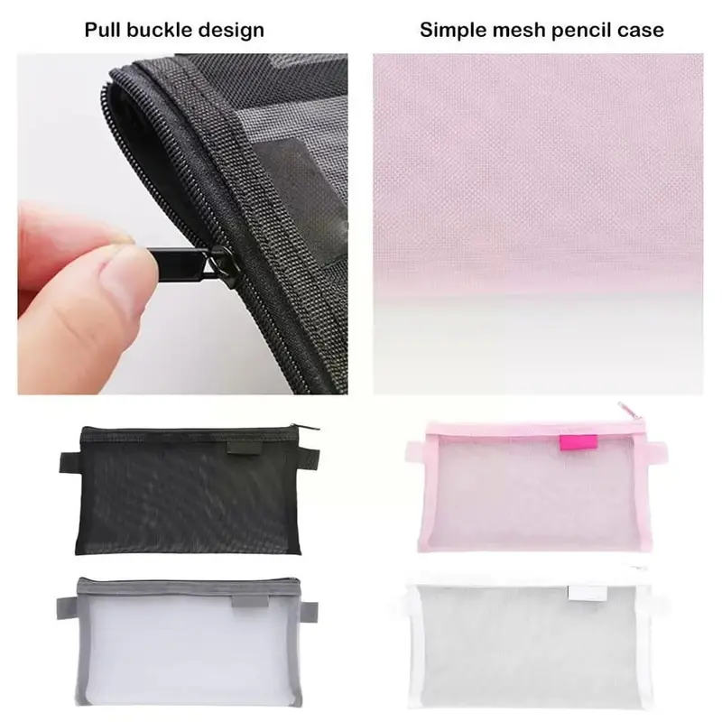 [MILOLI] Kotak Pensil HE CHOOSES SIMPLE Pouch Transparant Portabel Tempat Pensil Jaring Resleting Stationery - F0210 2