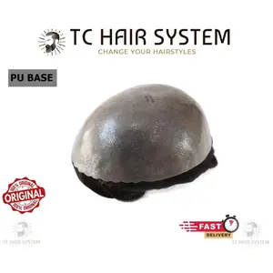Toupee Indian Human Hair Wigs 100% Men Toupee Durable PU / Hair System penutup mask
