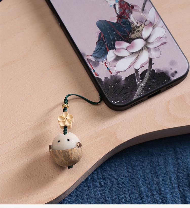 Product Introduction of Natural Bodhi Cute Doraemon Phone Lanyard Anti-Lost Men and Women Mushroom Phone Chain Pendant Ancient Style Hanging Ornament 10