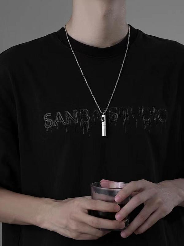 10pcs Men's Personalized Letter Pattern Pendant Necklace, Perfume Bottle Design Stainless Steel Jewelry Accessories for Party, Daily Birthday Gift, Necklaces Men 3