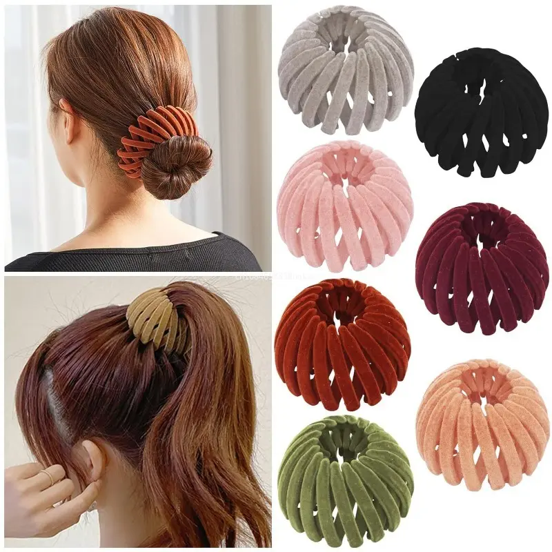 1pcs Women Hair Claws Horsetail Buckle Bird Nest Expanding Hairband Lazy Man Hair Curler Hair Accessories Clips Snap Headwear