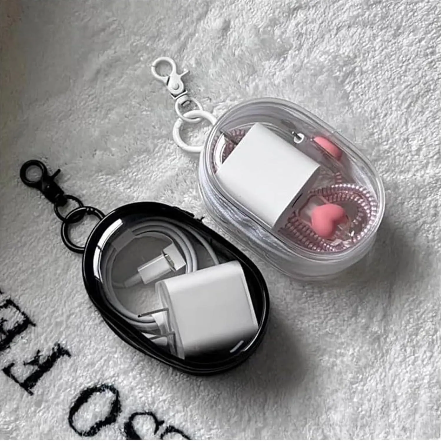 Portable Earphone Storage Bag, 1 Count Clear Compact Organizer for Data Cables, Headphones & More, Mini Cord and Charger Organizer, Travel Essentials
