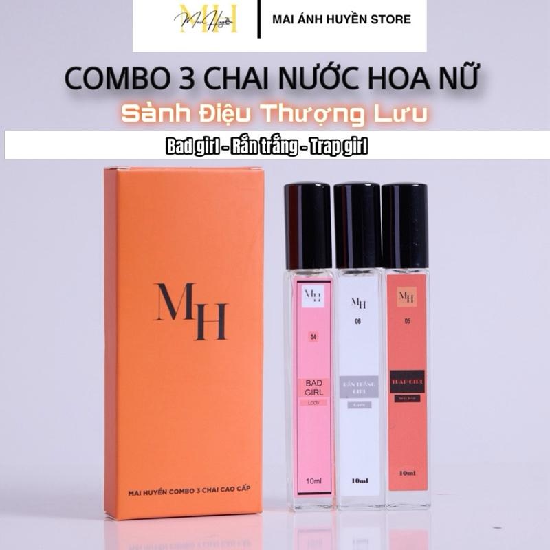 COMBO 3 Nước Hoa Nữ Cao Cấp Sành Điệu Thượng Lưu Bad Girl & Trap Girl Sexy & Rắn Trắng 10ml Cosmetic Perfume