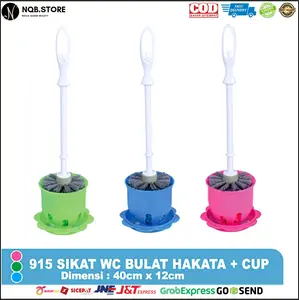 Sikat Kamar Mandi Kloset + Cup Sikat WC Bulat Gagang Hakata 915 Nagoya - Toilet Brush