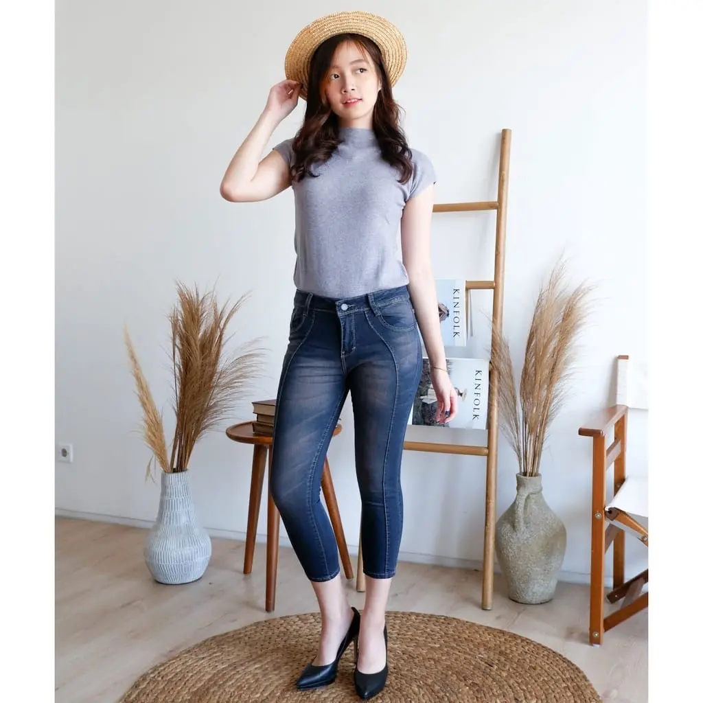 SERENA - CELANA JEANS TULANG 7/9 WANITA //CELANA PANJANG JEANS PREMIUM FRONT LINE Stretch