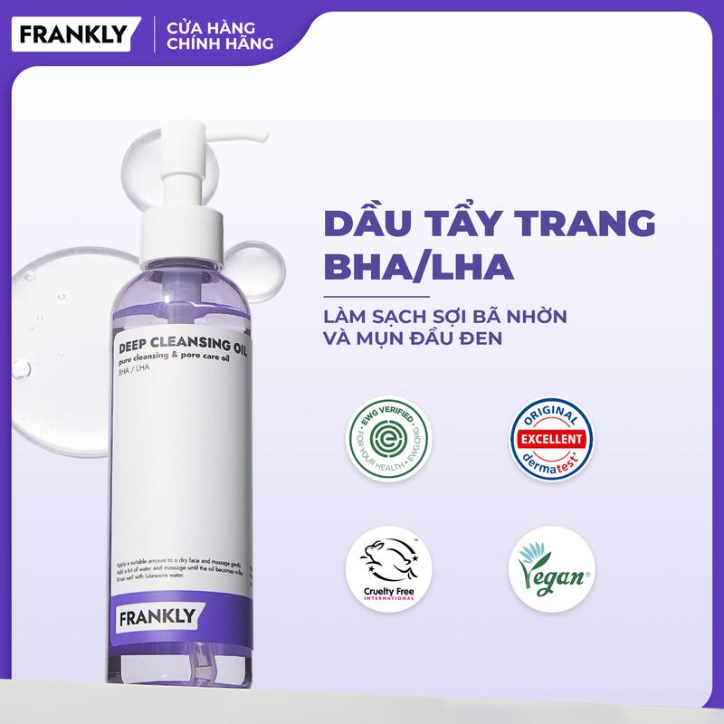 (KOL-TTKOC) Dầu tẩy trang BHA/LHA làm sạch sợi bã nhờn và mụn đầu đen Frankly Deep Cleansing Oil 200ml