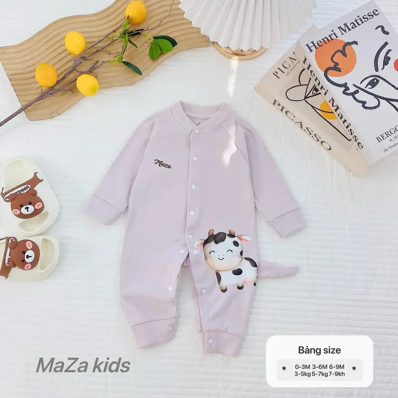 Bộ body body dài tay nỉ bé trai bé gái sơ sinh Mazakids phối đuôi cún chất nỉ nhung mềm mịn giữ ấm cho bé 7