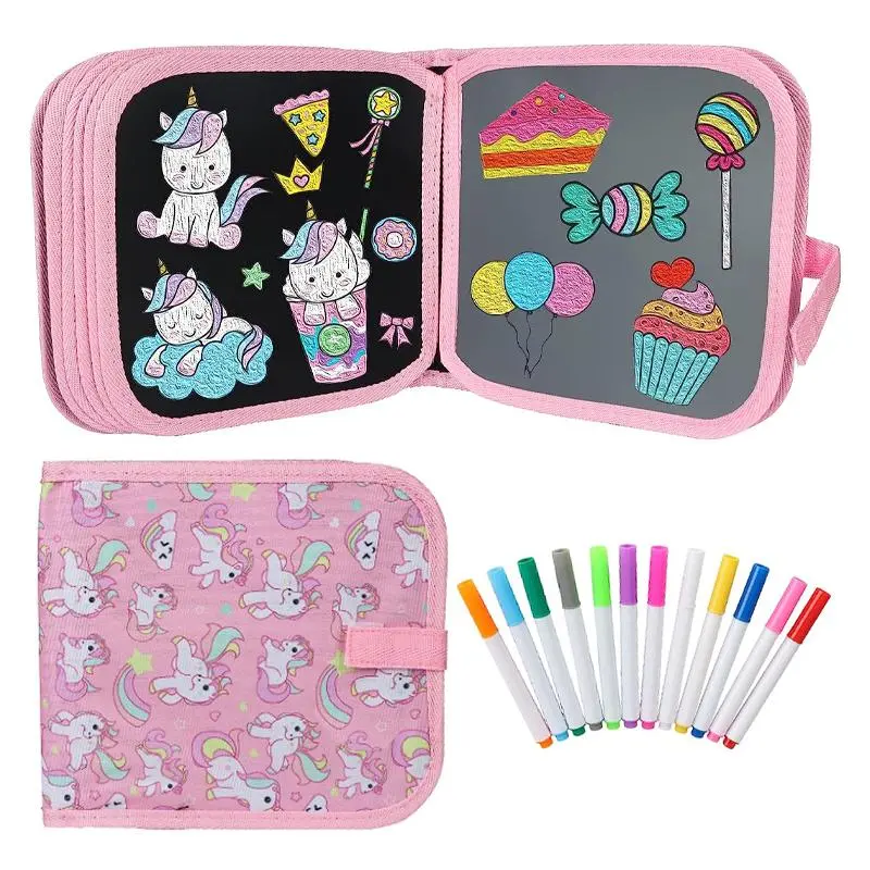 Erasable Doodle Book Set, 13pcs Children's Magic Painting Book Set, Including 1 Reusable Drawing Book with 12 Colored Pens, Creative Art Drawing Supplies, School Supplies 2024, Girls Birthday Gift
