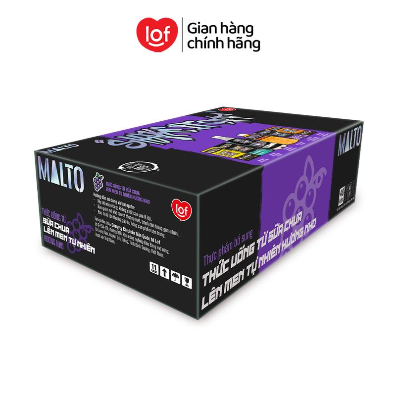 [Bao bì mới] MALTO Sữa chua lên men tự nhiên Malto Shake It Off hương nho thùng 48 hộp x 180ml-ST 3