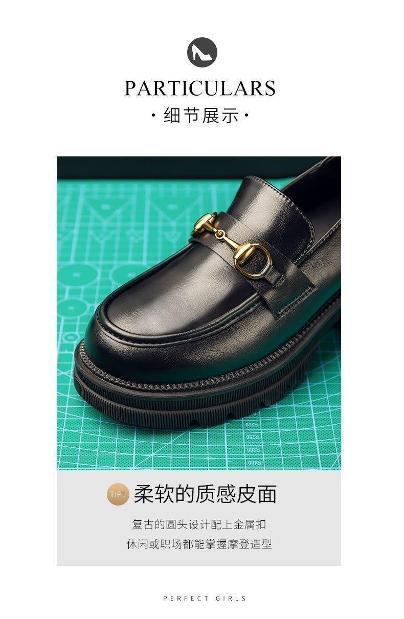 Product Introduction of Platform Loafers Women's 2024 New Shoes Slip-on Leather Shoe Heighten Soft Bottom Spring British Style Single-Layer Shoes Closed 31