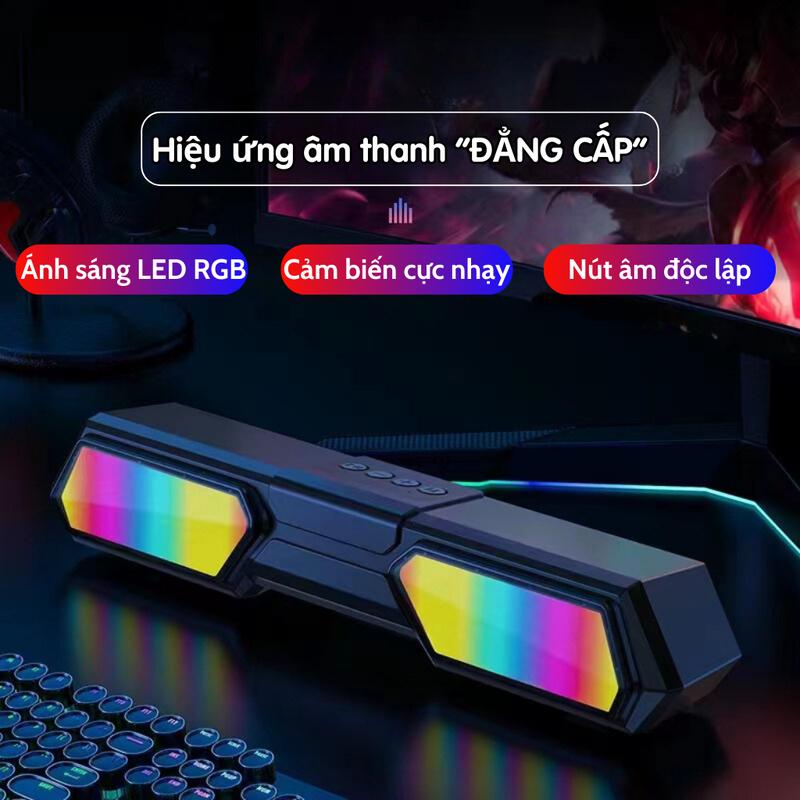 Loa bluetooth RGB V11 cao cấp âm thanh vòm 3D phiên bản đặc biệt. Loa máy tính để bàn có đèn LED nháy theo nhạc.