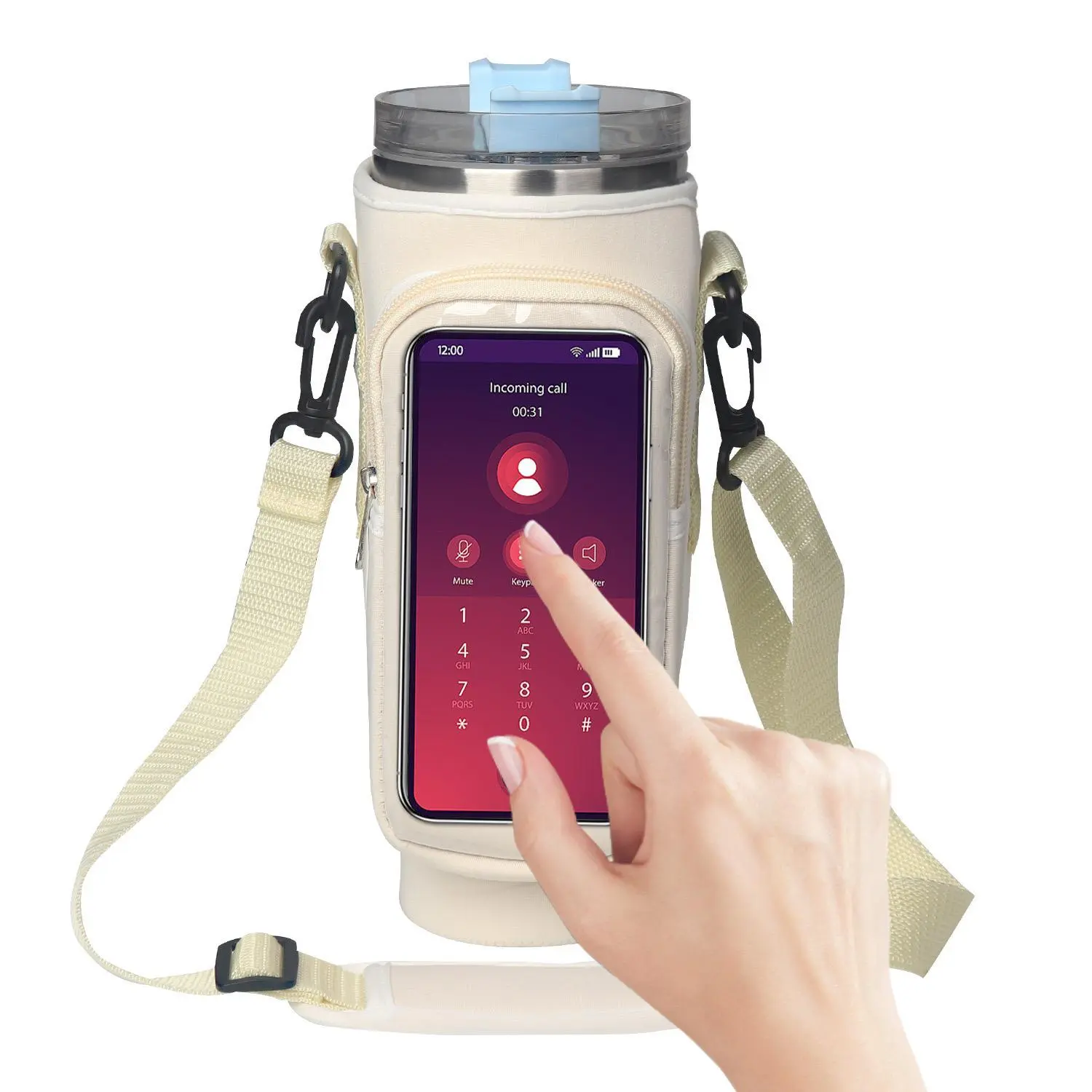 Portable Phone Holder Bag, 1 Count Adjustable Shoulder Strap Design Phone Holder Bag, Drinkware Accessories for Outdoor Sports, Travel, Commute