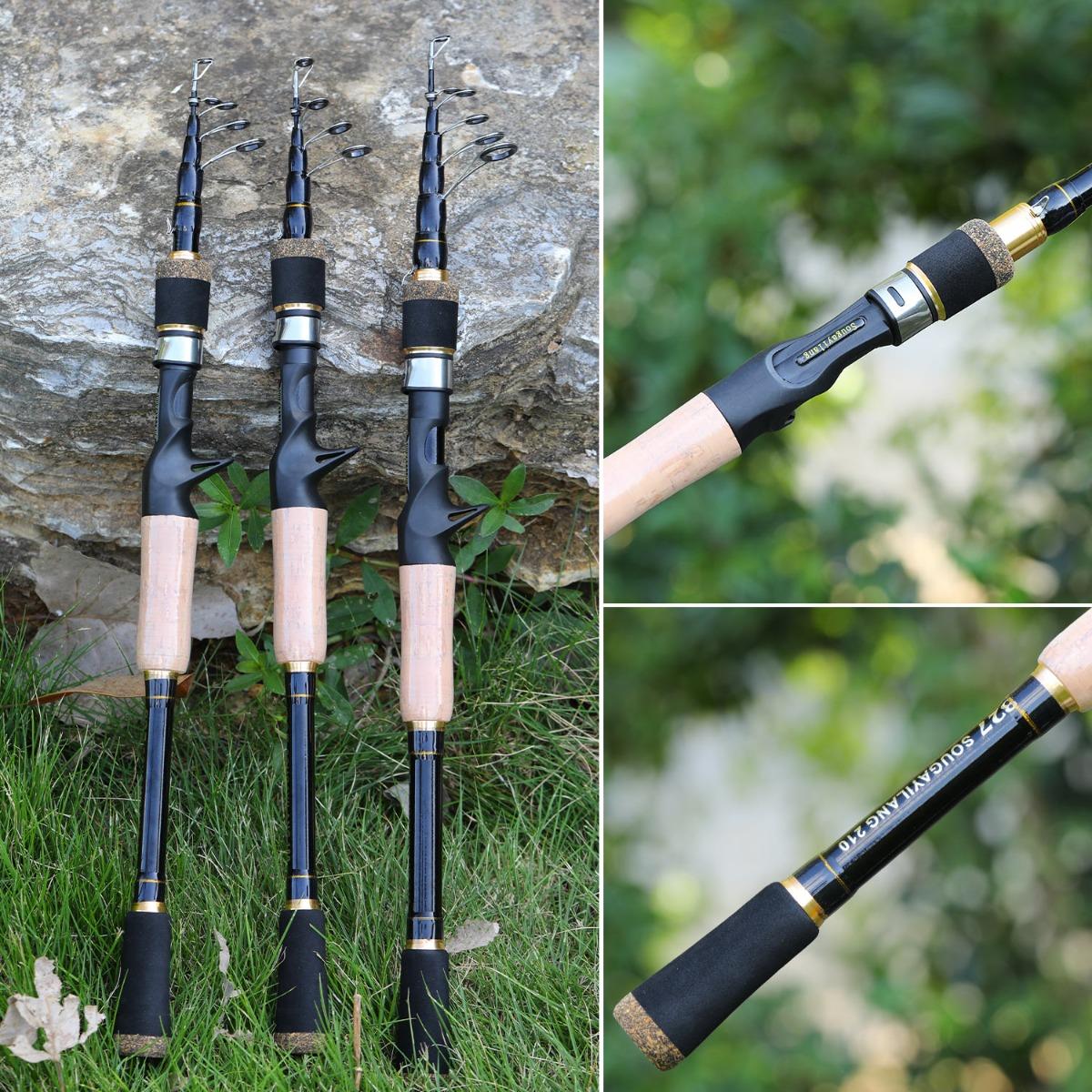 Sougayilang COD Teleskopik Joran Pancing1.6M 1.8M 2.1M  Perjalanan Luar Ruangan Joran Casting Putar untuk Bass Pesca