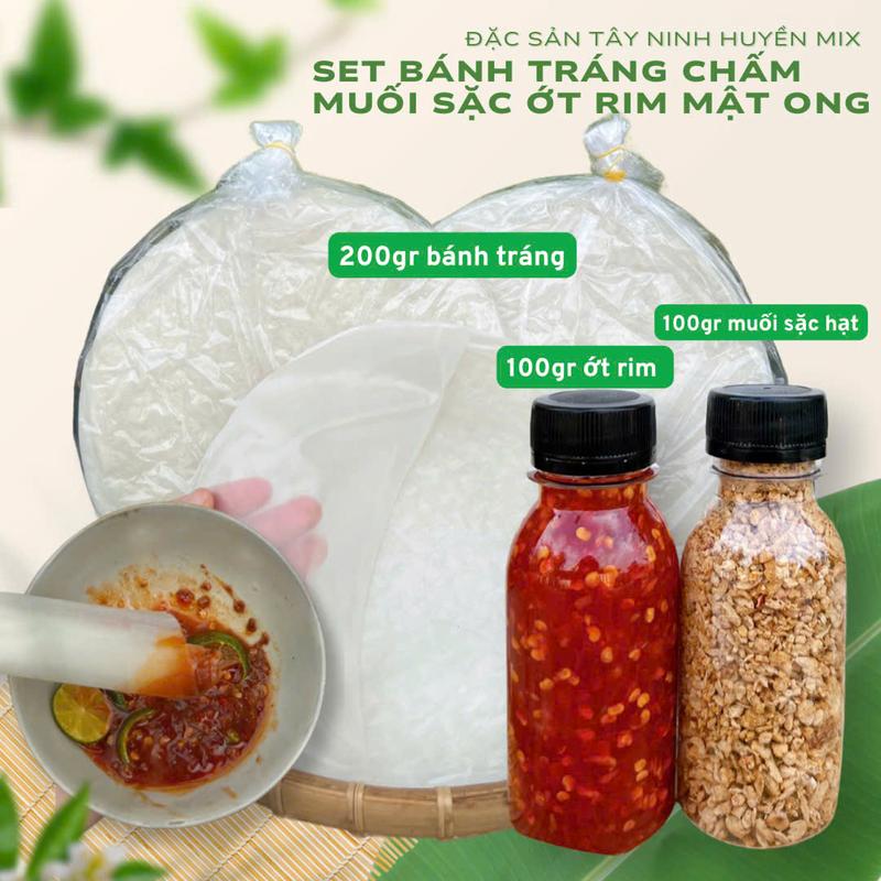 (SC) SET bánh tráng phơi sương chấm muối sặc ớt rim mật ong Tây Ninh