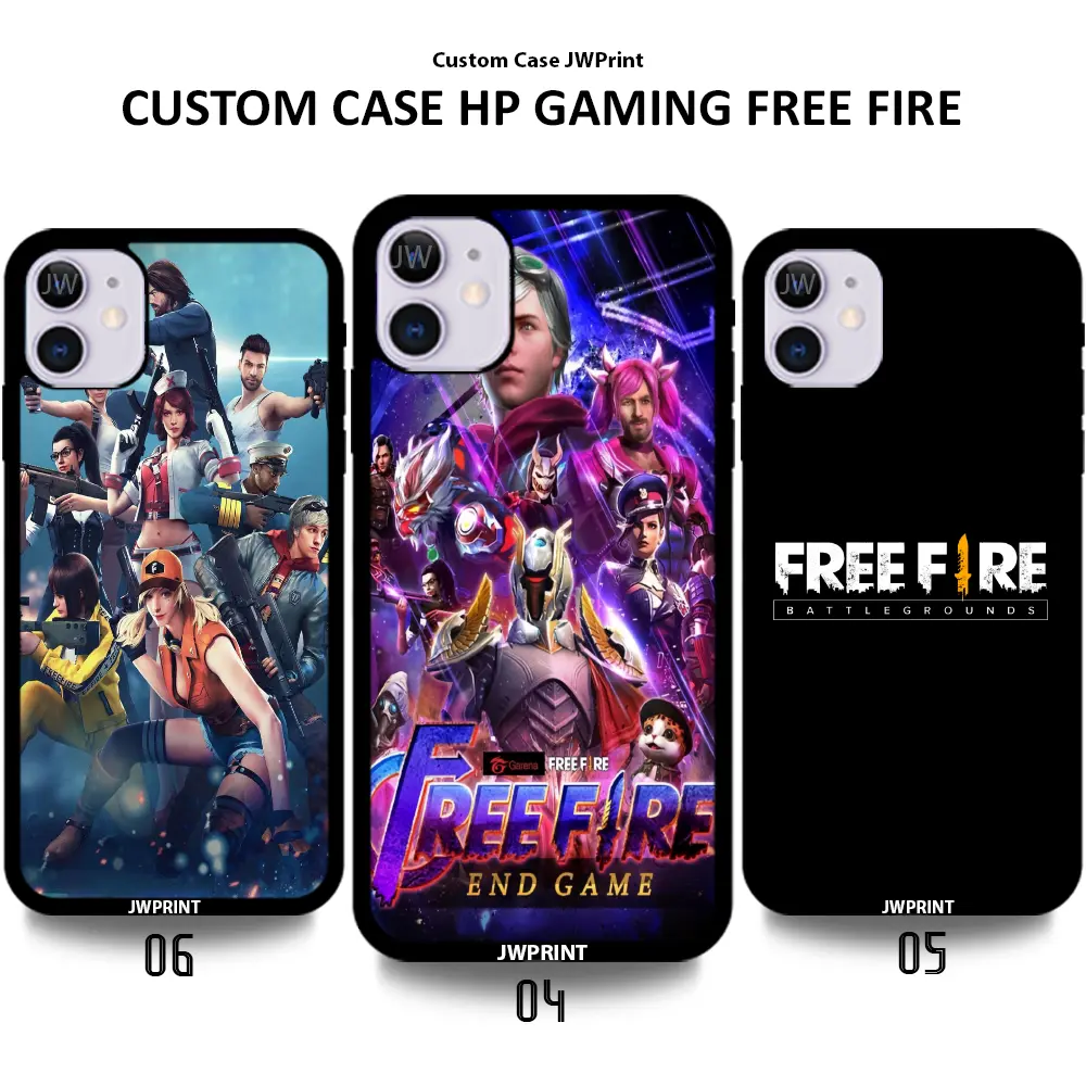 Custom Case Casing Hp Free Fire Gaming Berbagai Tipe All Type Hp Oppo Vivo Iphone Redmi Xiaomi Realme Samsung Infinix