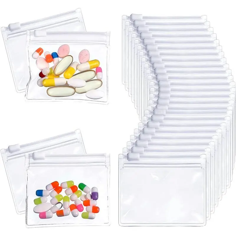 Medicine Storage Bag, 2/5/10/20pcs Portable Travel Medicine Storage Bag, Reusable Medicine Storage Bag, Zipper Medicine Bag Set, Jewelry Storage Bag, Organiser