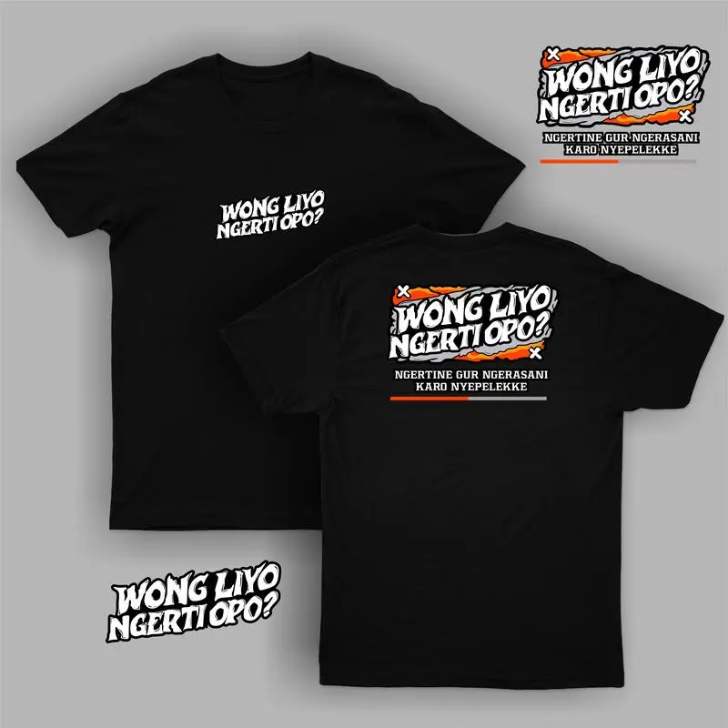KAOS DISTRO ANAK ANAK DAN DEWASA KATA-KATA WONG LIO NGERTI OPO MERCHANDISE KATUN COMBED KEREN UNISEX Baju Fashion 1