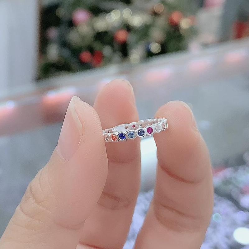 Nhẫn đá màu ngón út bạc ta ( ĐK nhẫn 1.4cm) 1sz nha khách cá tính HHj bạc đẹp hải hạnh 1