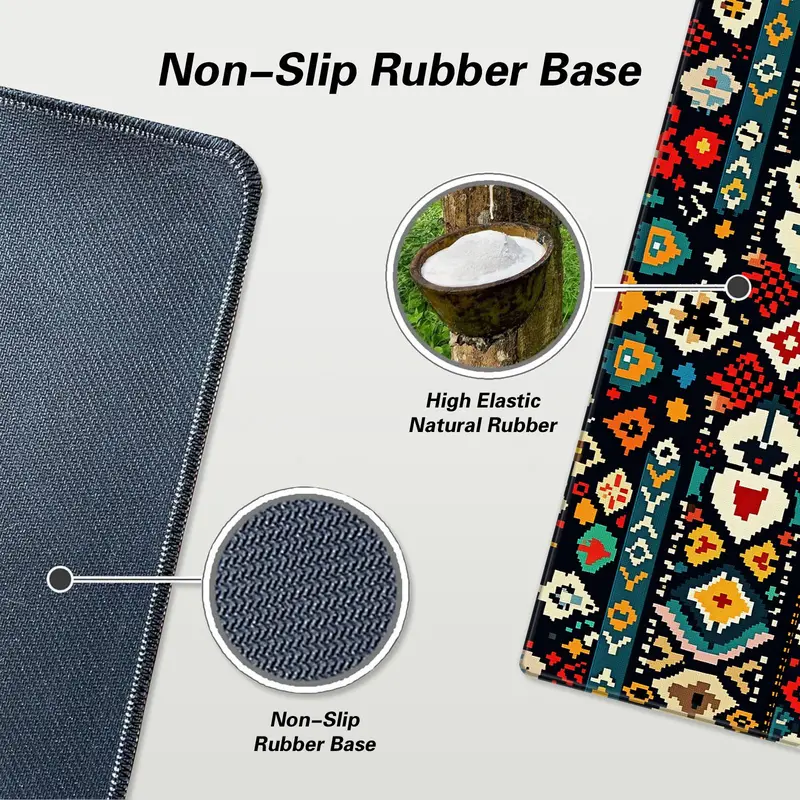 Boho Style Geometric Pattern Mouse Pad, Rectangle Gaming Mouse Pad with Non-slip Rubber Base, Decorative Desk Keyboard Mat for Home Office Game Room 5
