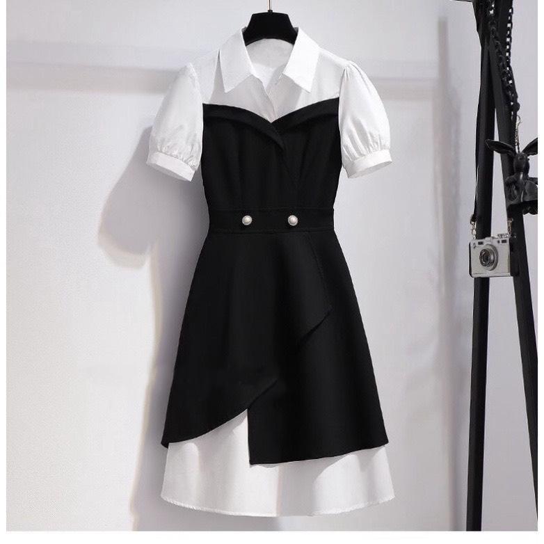 Thời Trang Bigsize Váy Dự Tiệc 50 - 100Kg Vải Cotton Lạnh Cao Cấp Thanh Lịch Nữ Dress Women Đen - A.1033