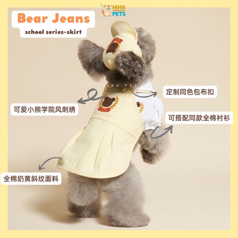 Set Series School Váy Hoặc Jump Và Nón Cực Cute Cho Chó Mèo Mát Mùa Hè Mùa Xuân Quần Áo Thú Cưng Dễ Thương Hiha Pets. 6
