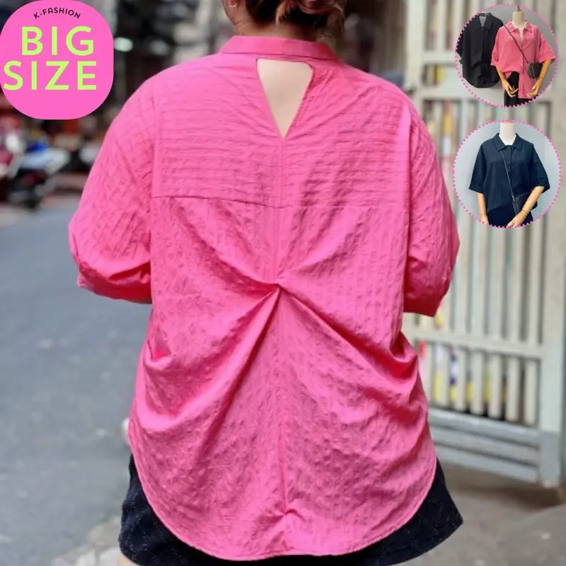 ÁO SƠ MI NỮ BIG SIZE 45-95kg thiết kế Xoắn lưng, chất cotton thêu gân mát mẻ ít nhăn Women Top Shirt