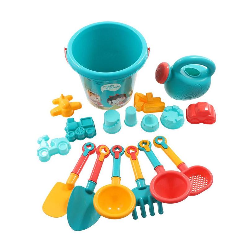 Product Introduction of Travel Beach Toys  Beach Toys Set With Sand Rake Watering Can Bucket Shovels Rakes Models Play Tools 35