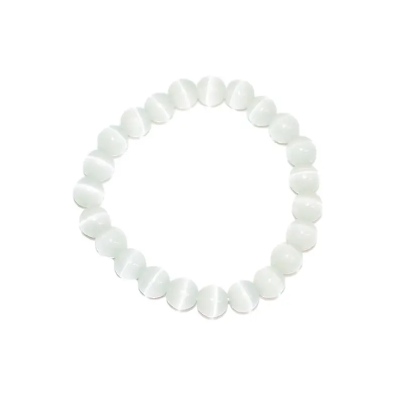Vòng Tay Tròn Đính Cườm Selenite, Mắt Mèo, Phụ Kiện Thời Trang, Quà Tặng 3
