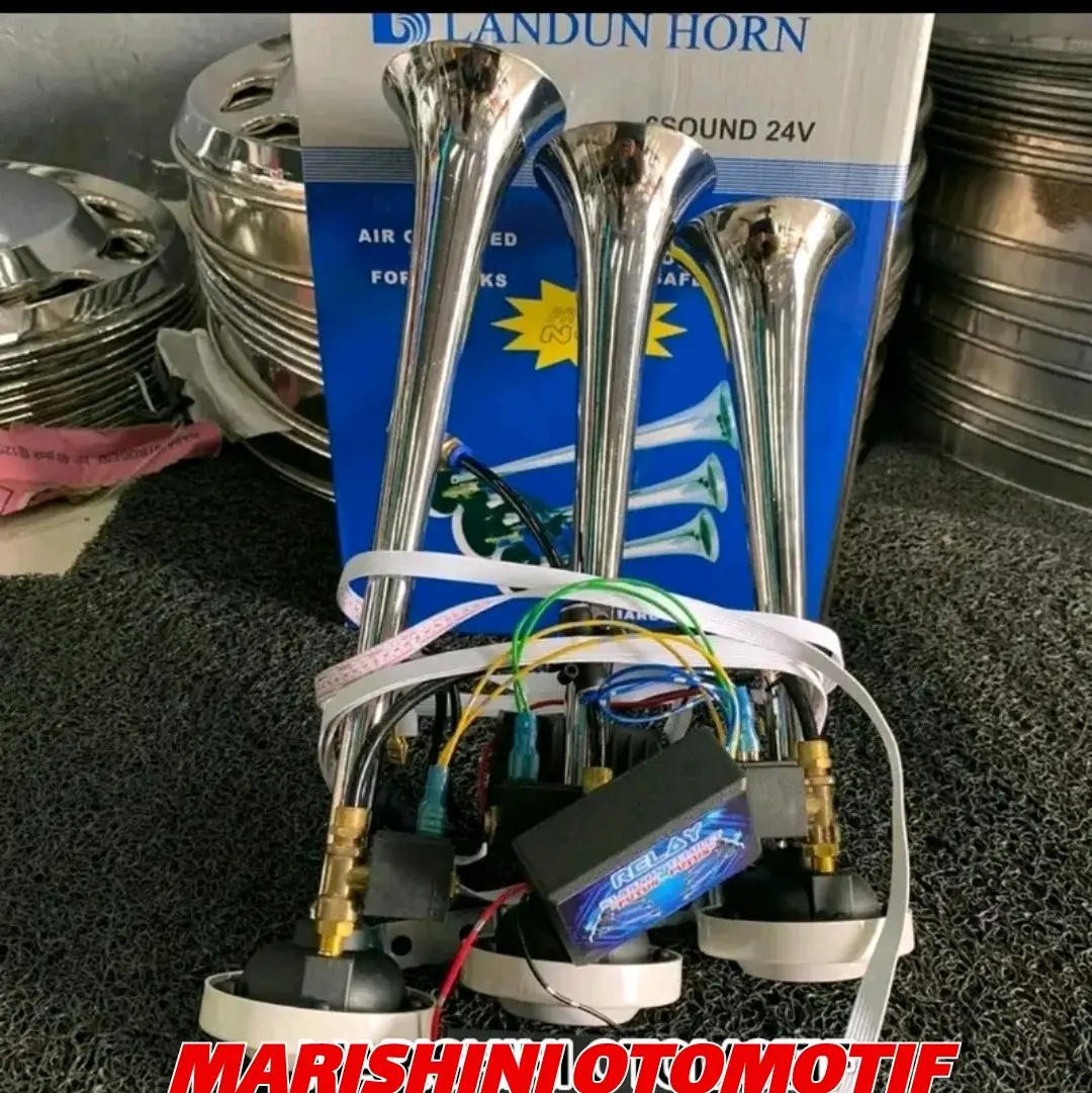 Klakson Telolet 6 Nada 3 Corong + Modul  12/24 Volt Pakai Angin Landun Marcopolo Car