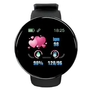 Smartwatch D18 Jam Tangan Pintar Olahraga Detak Jantung Kalori Android IOS Bluetooth Digital dengan Pedometer, Denyut Jantung, Jarak Tempuh, dan Pengingat Cerdas