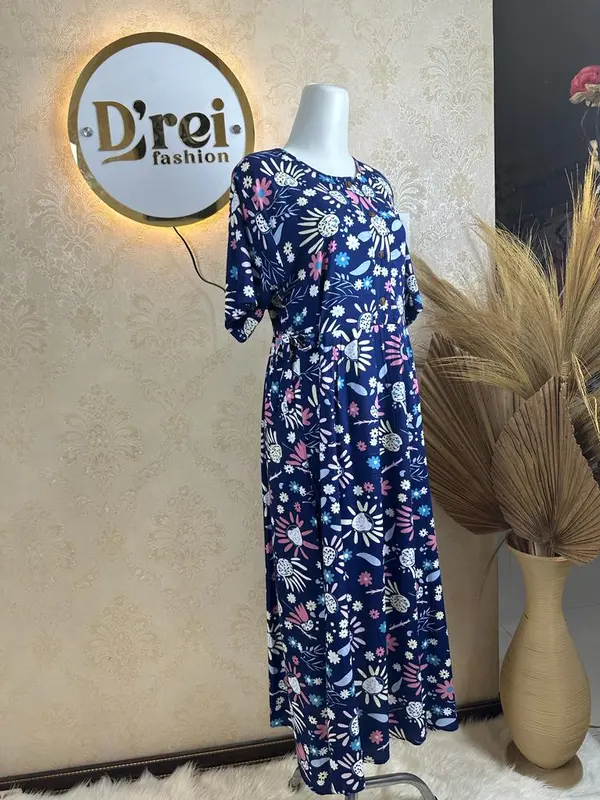 D'rei Fashion Baju Daster Motif Kerang Kancing Tali Samping | Daster Milan | Daster Button | Daster Panjang | Daster Bunga Kerang 1