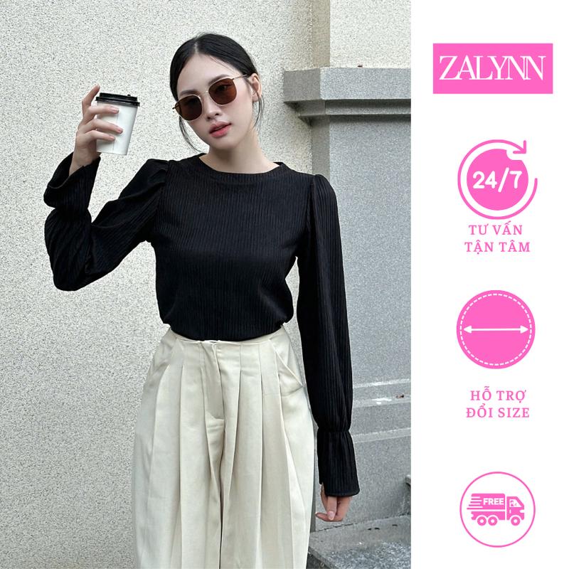 Áo nữ mùa hè   kiểu sang chảnh, tiểu thư, tay phồng chất liệu thun xốp mềm mại 2 màu đen trắng Áo tay phồng, tay bồng  - ZALYNN SM07  Top bán chạy 2025 Voi Top