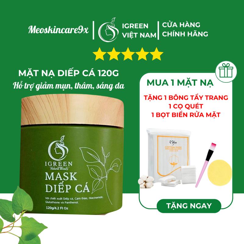 Mặt Nạ Diếp Cá Tươi Igreen 120gr - Hỗ trợ Giảm mụn, thâm, sáng da, giúp da mềm mịn, hỗ trợ se khít lỗ chân lông, skincare, cosmetics, women, nữ mặt nạ  phục hồi da mụn mặt  nạ