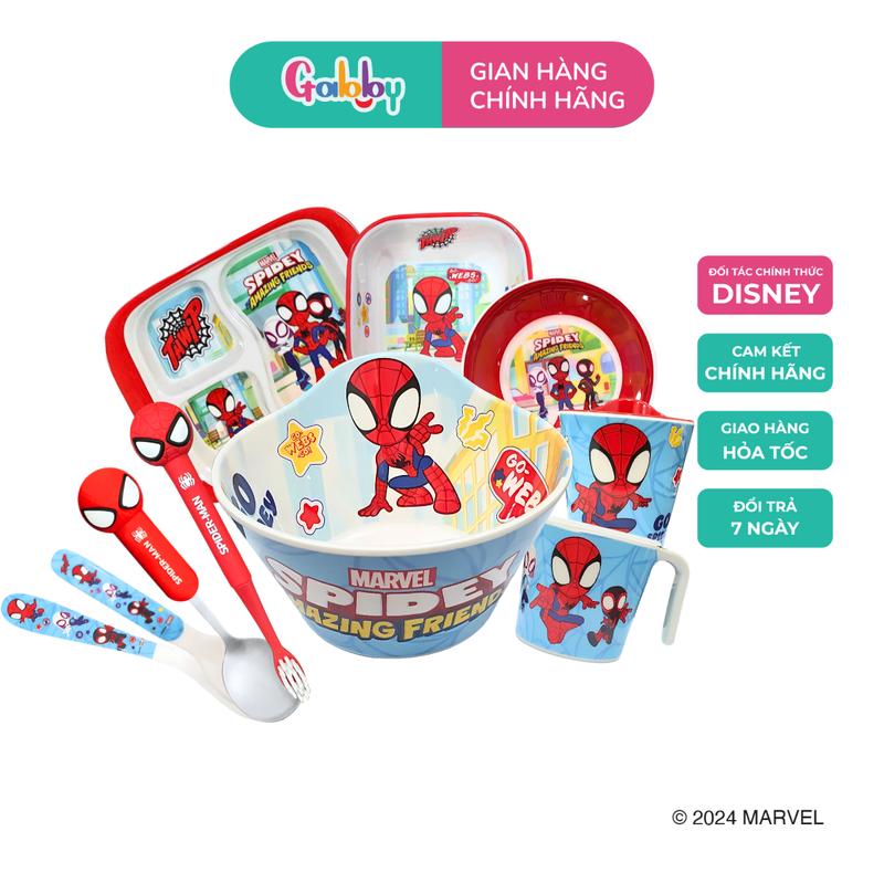 Bộ Đồ Dùng Ăn Dặm Melamine Bình Nước Đồ Chơi Hình Nhân Vật Người Nhện Spiderman Siêu Ngầu Cho Bé Thìa Siêu nhân Nhện Voi