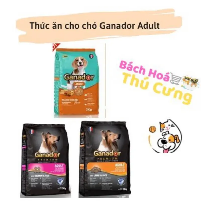 (Bao 3kg) dạng hạt cao cấp GANADOR thức ăn cho chó mọi lứa tuổi 0
