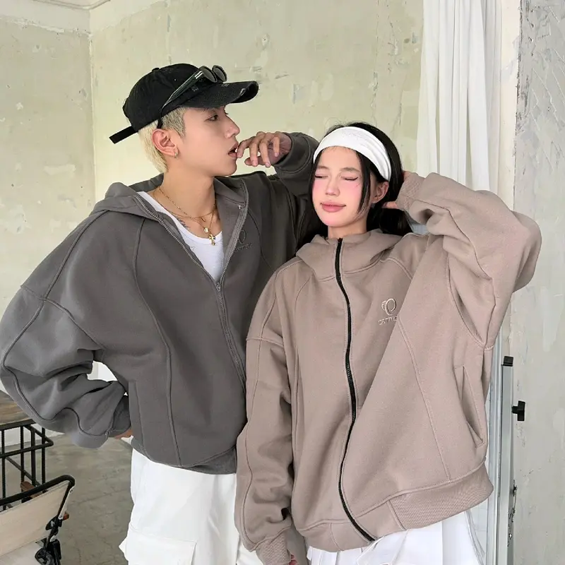 Áo Hoodie zip Nỉ Kéo Cổ Cao YC1996 - áo khoác dây kéo cổ cao thêu 4