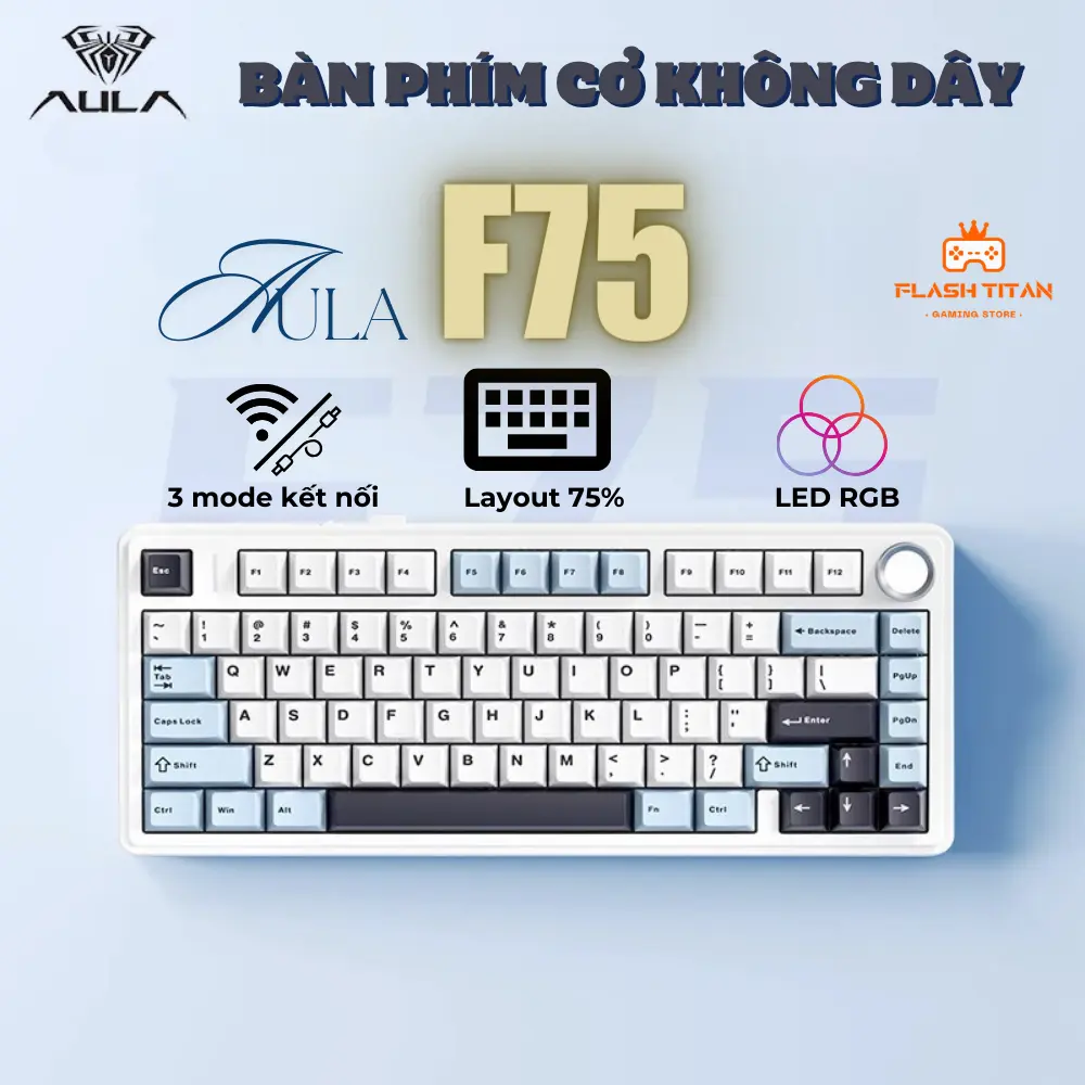 Bàn phím cơ không dây AULA F75 - Hỗ trợ hotswap - LED RGB nhiều chế độ - 3 mode kết nối | BigBuy360 - bigbuy360.vn