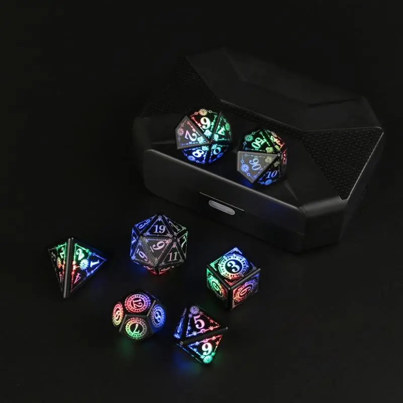 Light up LED Dice with Charging Box, 1 Set Rechargeable Luminous Dice with Built-in Sensor, Electronic Board Game for Party, the Game Board Game, Stocking Fillers Gift, Christmas Gifts