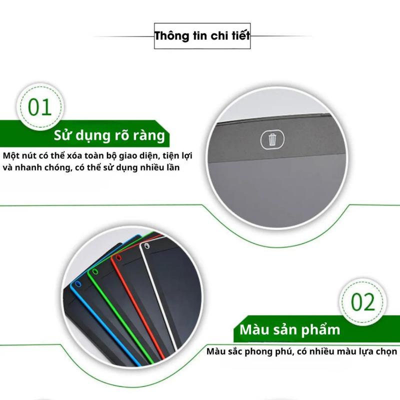 Product Introduction of [ Tặng Kèm 1 Bút Cảm Ứng ] Bảng Viết, Vẽ Điện Tử, Tự Xóa Thông Minh Màn Hình LCD 8.5 inch / 10 inch Cho Bé Đồ Chơi 89009 22