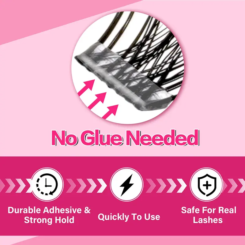 Self-adhesive Eyelash Extensions Kit, 1 Set Natural Look Eyelash Extensions, Self-adhesive Eyelashes, Eye Makeup Product for Women & Girls, Cosmetic 3