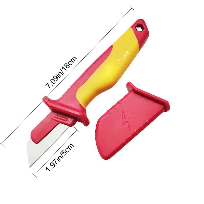 Product Introduction of Electrician Knife Insulated Cable Stripping Snips Straight Curved Hook Fixed Blade Knife Wire Stripper Peeling Hand Tools 16