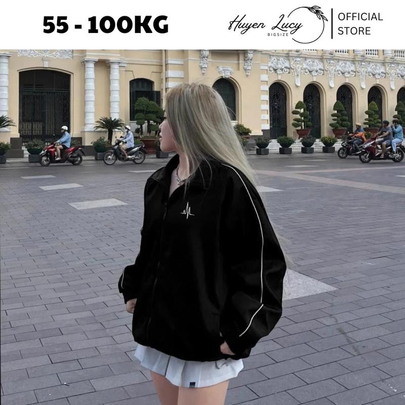 Áo khoác gió hai lớp màu đen chất liệu chống nước đi chơi đi làm nhẹ nhàng dễ phối Huyền Lucy Bigsize